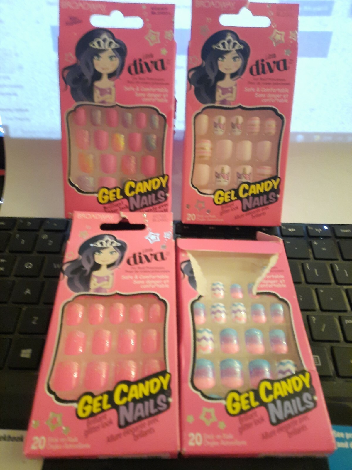 4 KISS NAILS Little Diva GEL CANDY NAILS (by Broadway) Safe & Comfortable Lot
