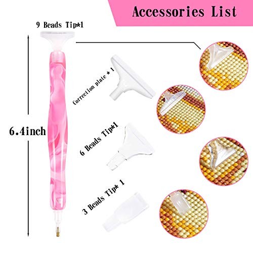 Diamond Painting Pen, Handmade Resin Diamond Painting Pens with Glue Clay Pink