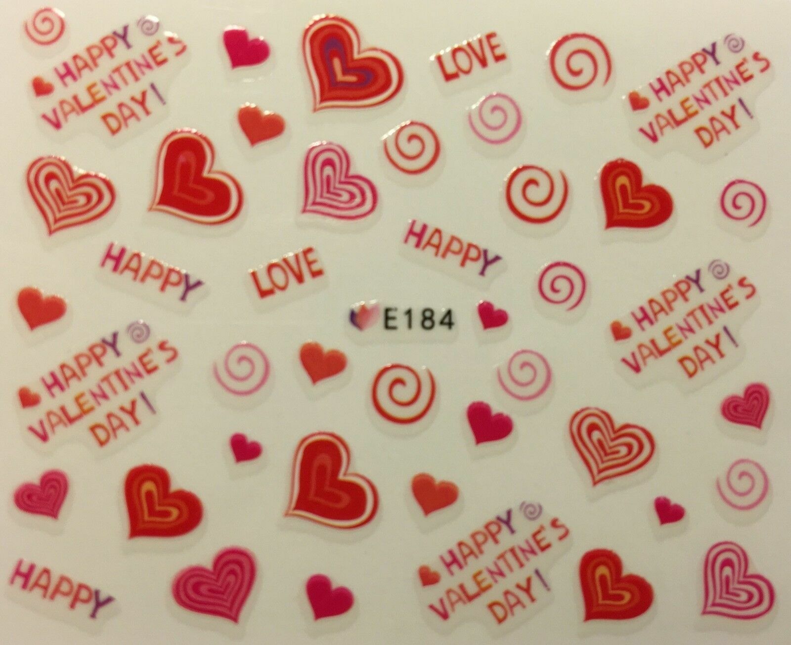 Nail Art 3D Decal Stickers Hearts Love Happy Valentine’s Day E184