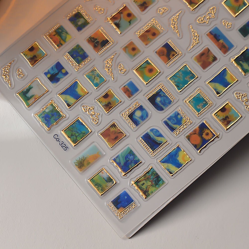 2Sheets Gradient Geometric Frame Picture Nail Art Decor Stickers Co325/326 NS52