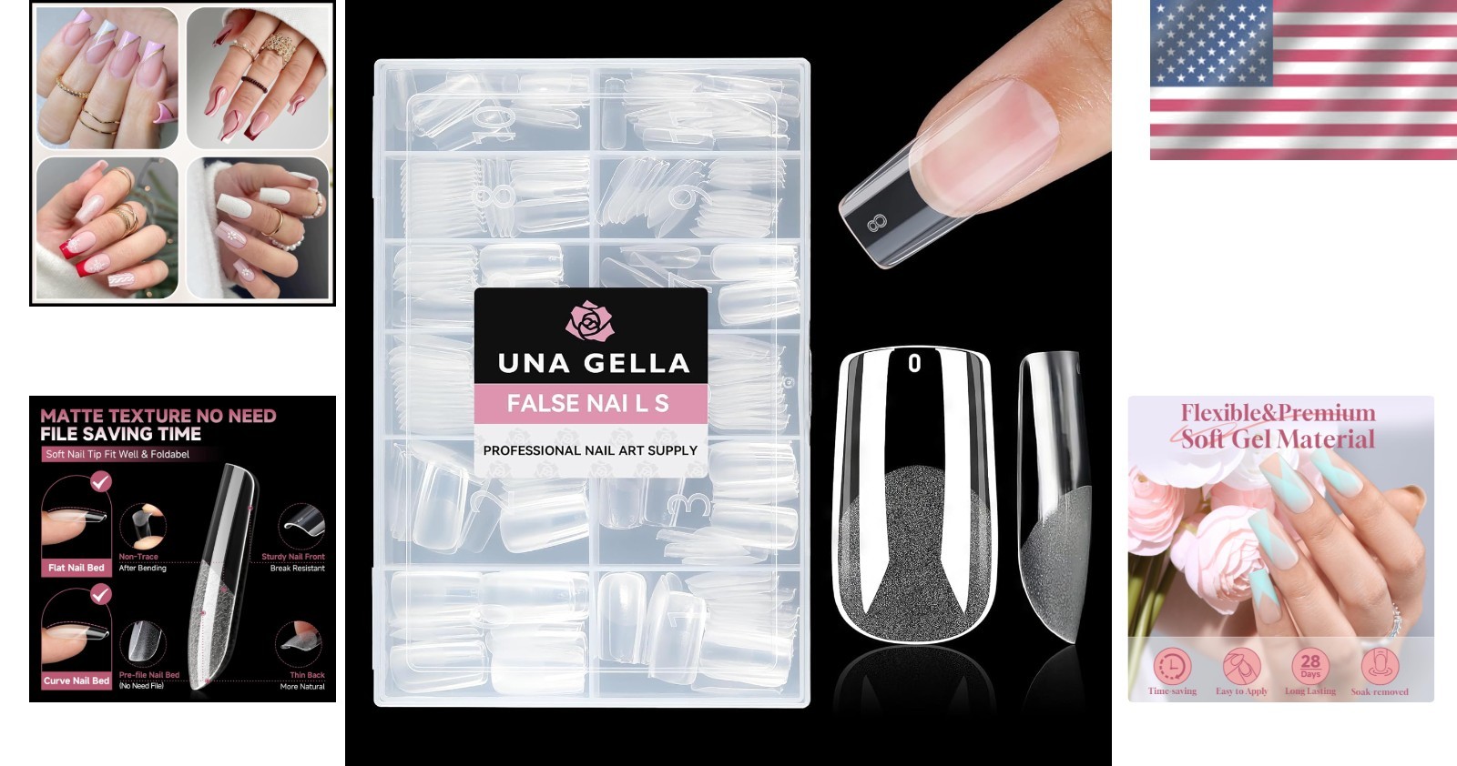 Medium Square Gel Nail Tips Half Matte 312pcs Full Cover False Acrylic Nails