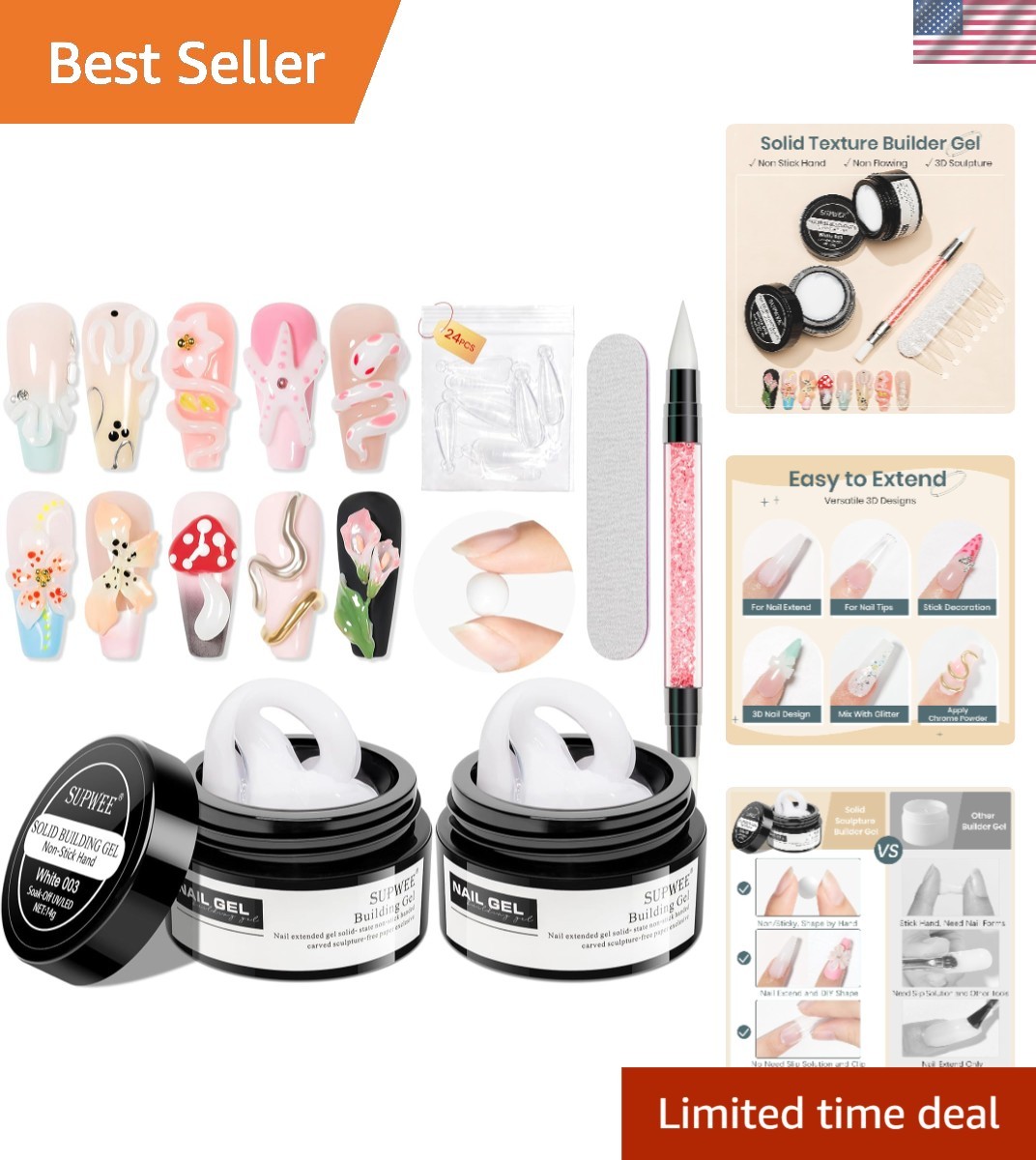 Versatile White 3D Molding Nail Gel with Easy Application for Creative Designs