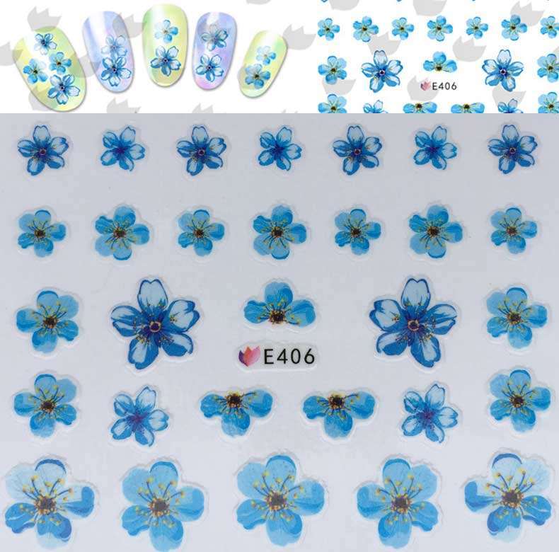 3D Nail Art Sticker Multi Color Cherry Blossom Flower Decals Peel & Stick DIY