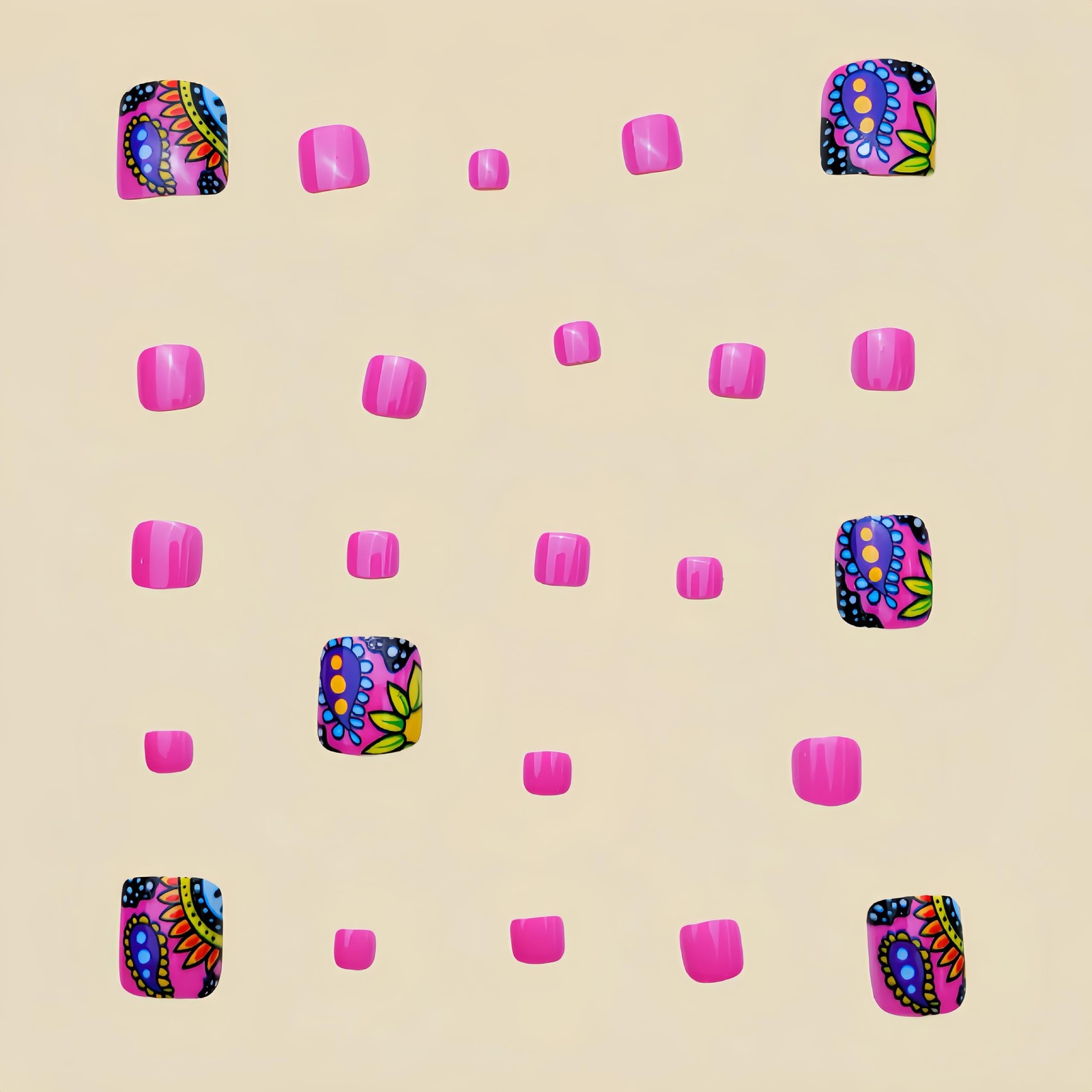 24PCS Hot Pink Press on Toenails Short Square Fake Toenails Summer Toe Press …