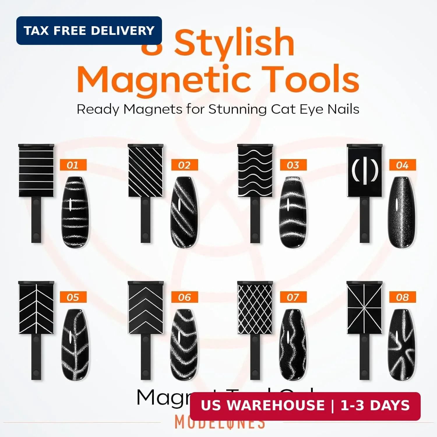 modelones Cat Eye Magnet Set, 15PCS Multi-Shape Nail Magnet for Cateye Gel Polis