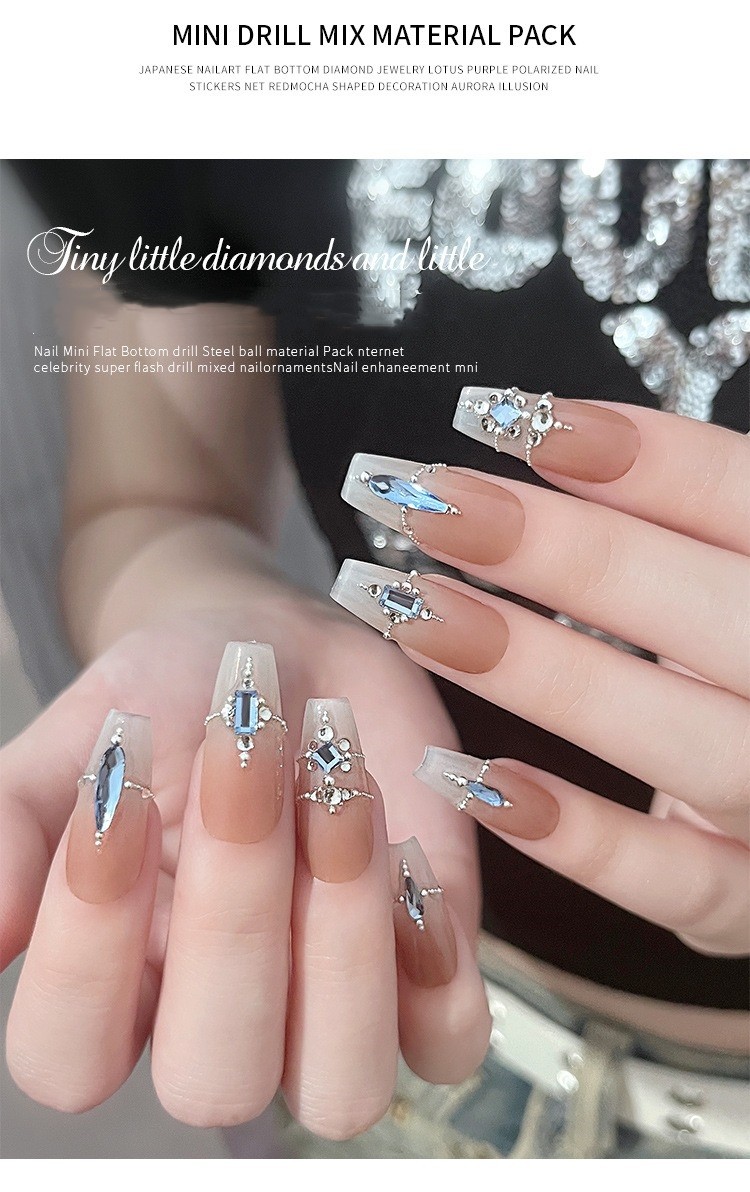 Mini Colorful Rhinestones Nail Art Charm, Multi Shape Flat Back Nail Gem