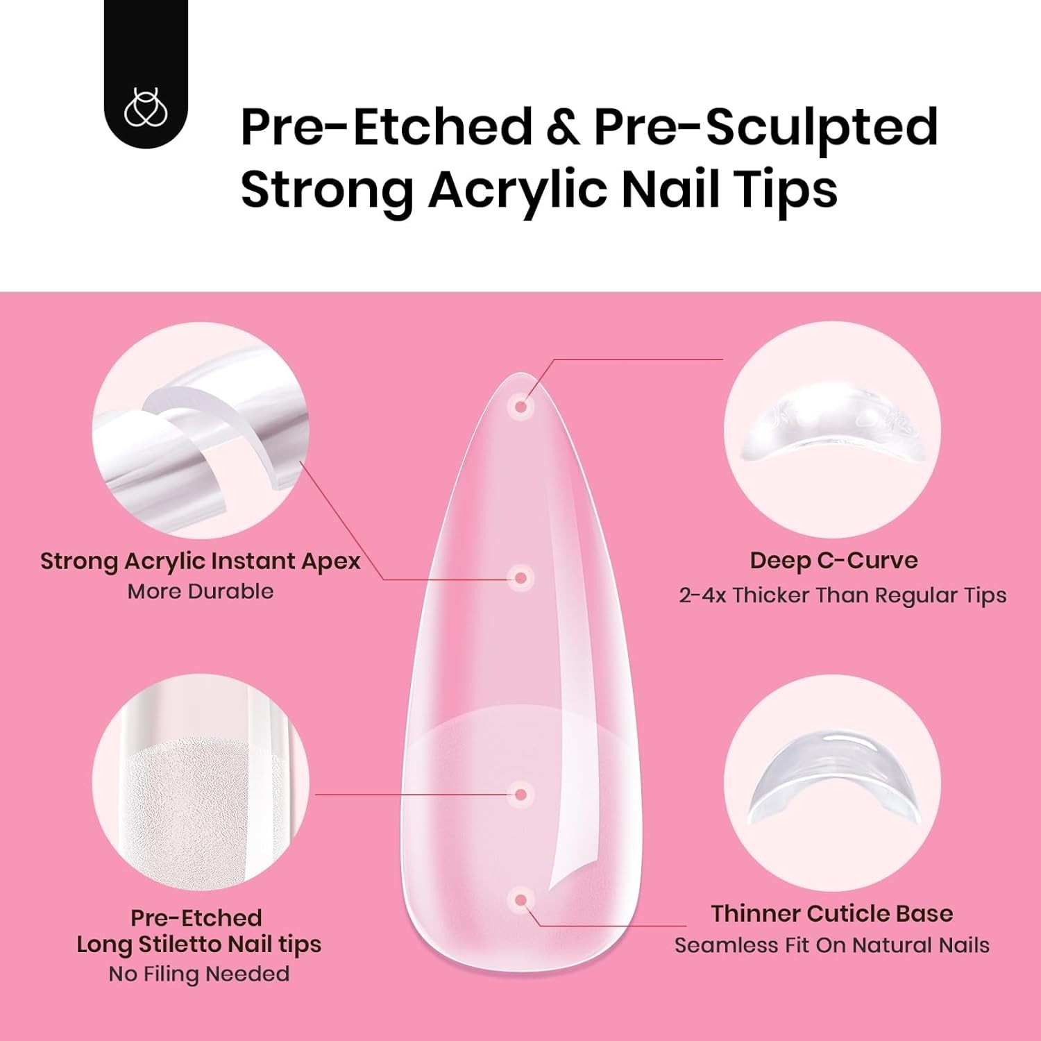 Salon-Quality Nail Extension Kit: 16 Sizes of Beetles Tipex Stiletto Tips