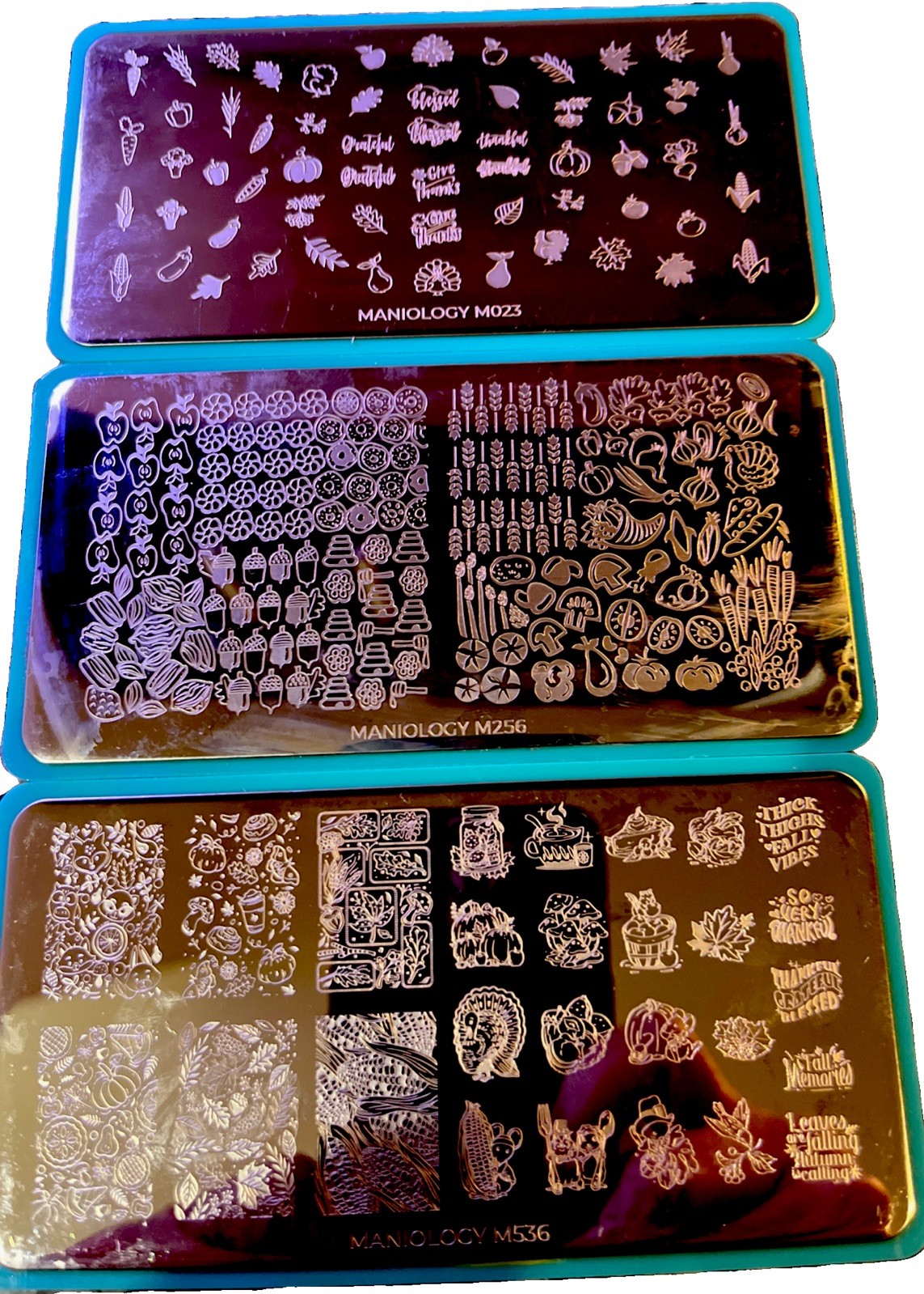 Maniology Nail Stamping Plates -M023, M536, M256