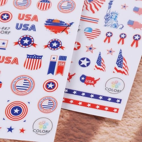 4th of July Nail Art Stickers Decals American Flag Patriotic style7