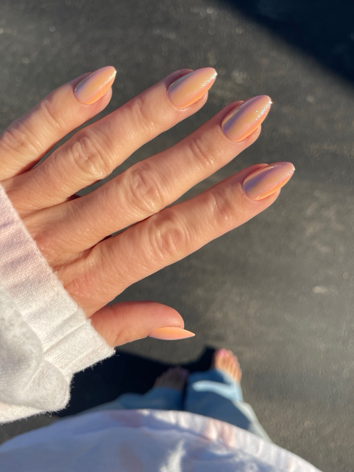Red Aspen Press On Nails, Medium Almond, Peach Rings, Patrice