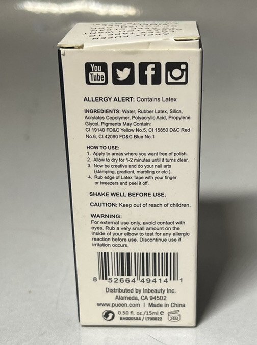 PUEEN Latex Tape – Mess Free Nails – Liquid Peel Off Cuticle Guard (15 mL)