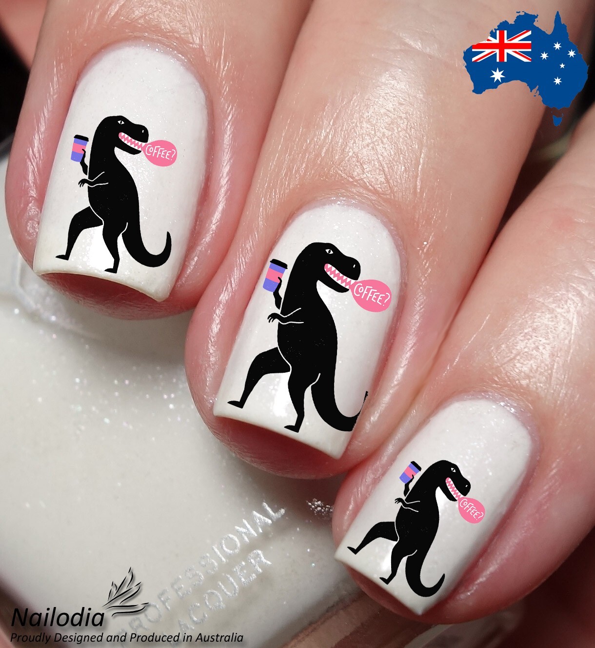 Cute Crazy Dino Dinosaur T-Rex Nail Art Decal Sticker – Jurassic Theme