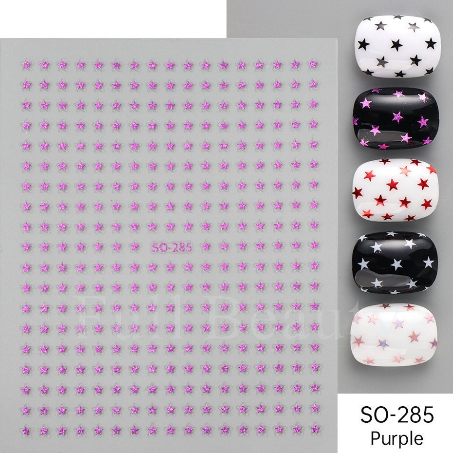 Stars Nail Art Stickers Decals 6 Sheets Supplies Self-Adhesive Peel SO285 NS53