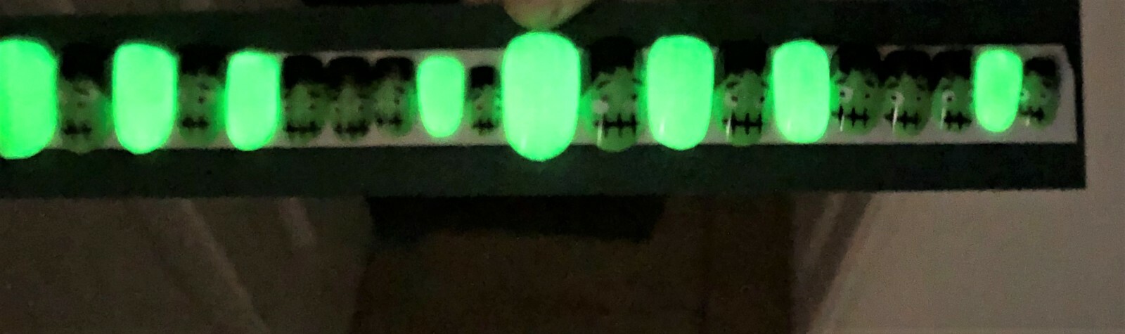 Frankenstein Glow in the Dark Nails- (Set of 20 sizes 0-9) Short Oval,Pre-tabbed