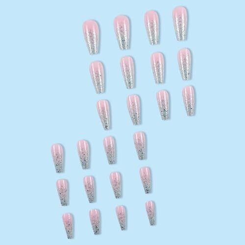 Ombre Pink Press on Nails Medium Coffin Fake Nails Nude False Nails Style-23