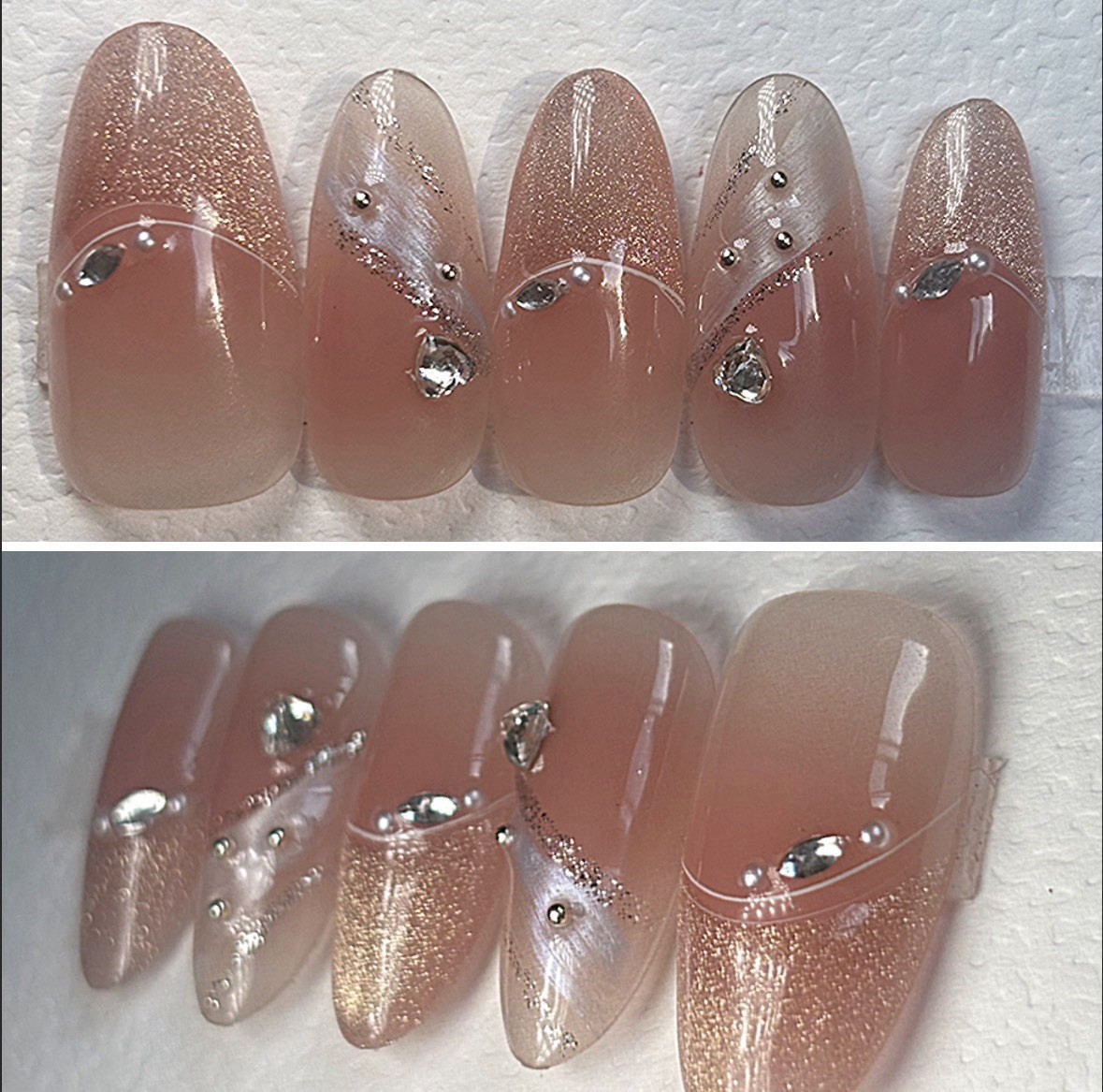 4 Pairs | Handmade Almond Oval Coffin Fairy Princess Press On Nails Medium Size