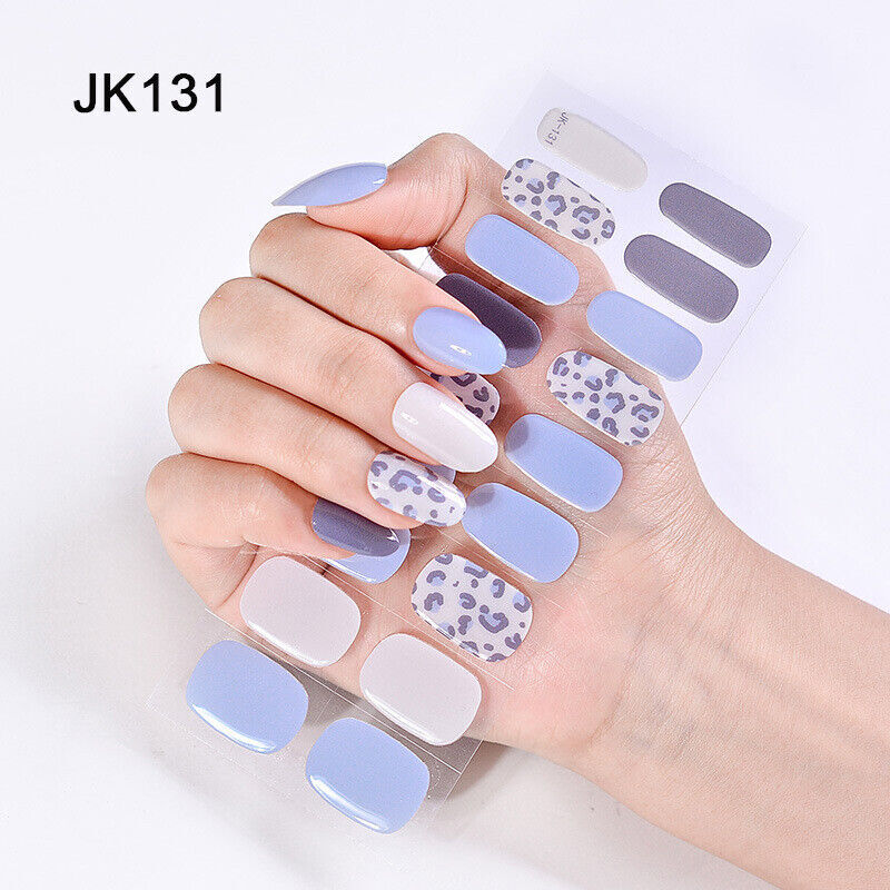 Gel Nail Sticker Semi Cured Gel Nail Strips Lasting Nail Sticker UV Lamp Needed