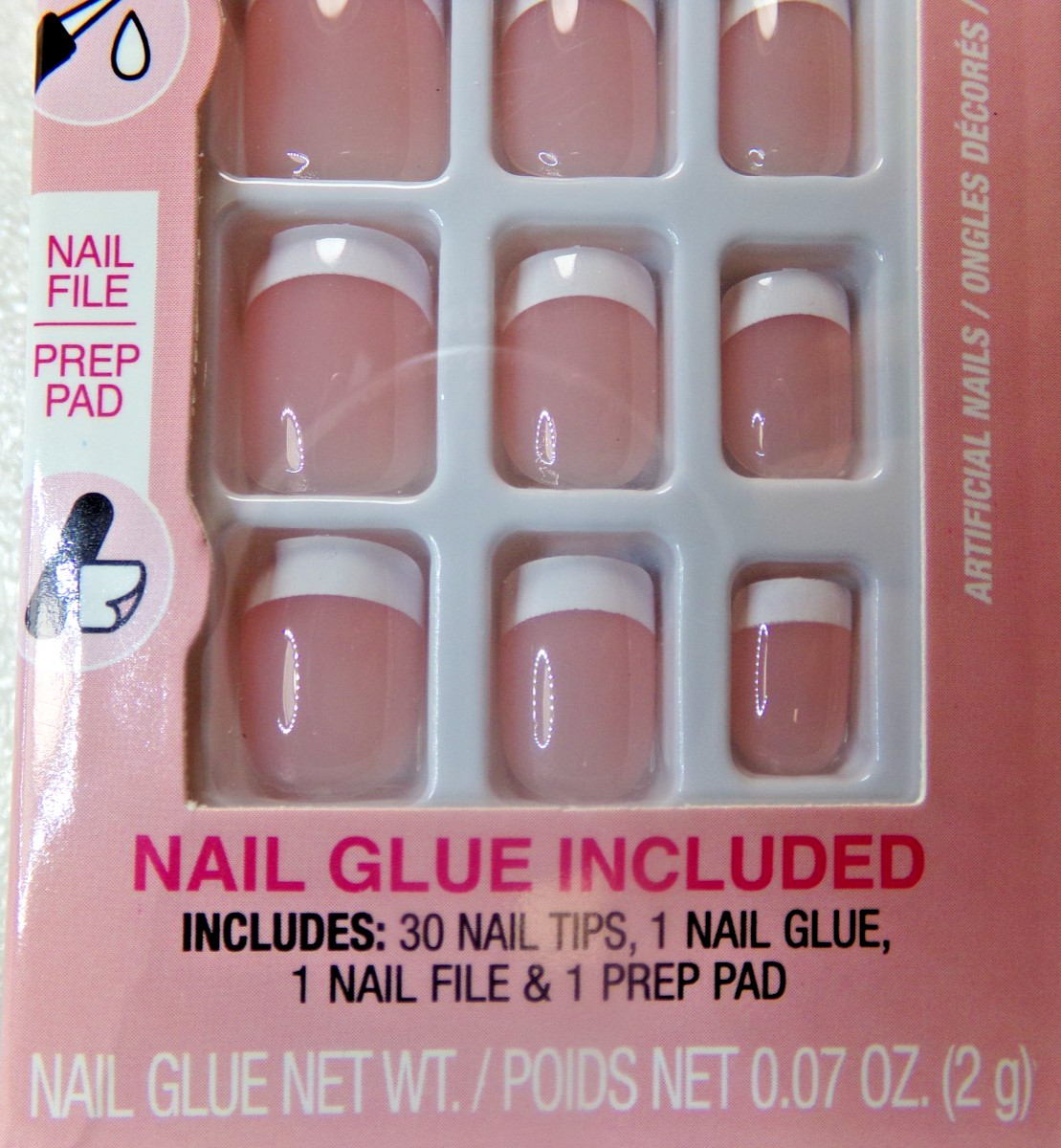 LA Colors Vibe Nails, Beloved Pink French GLUE-On Short Length