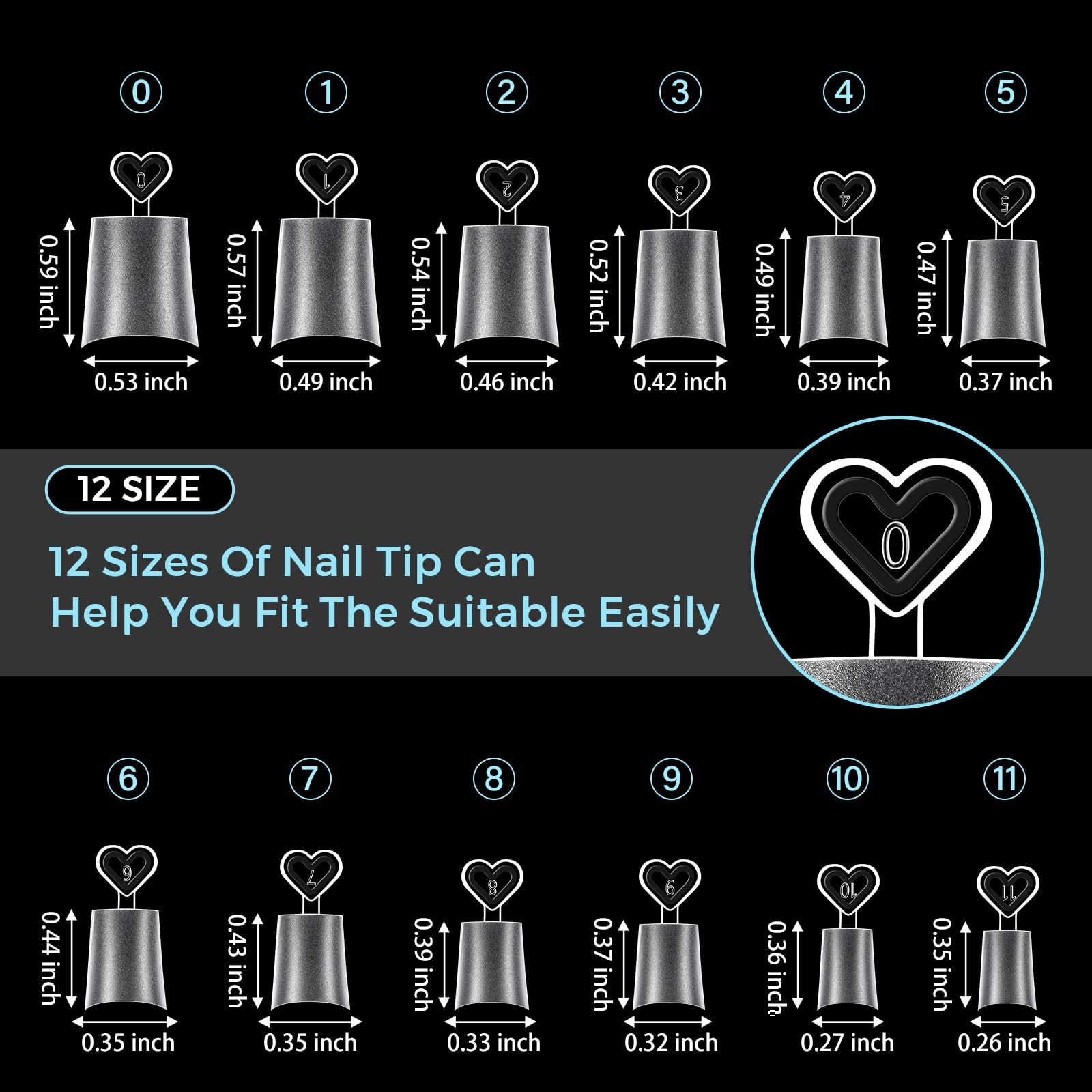 Short Coffin Nail Tip 510pcs Half Cover Nail Tips, 12 Sizes Full Matte Gel Na…