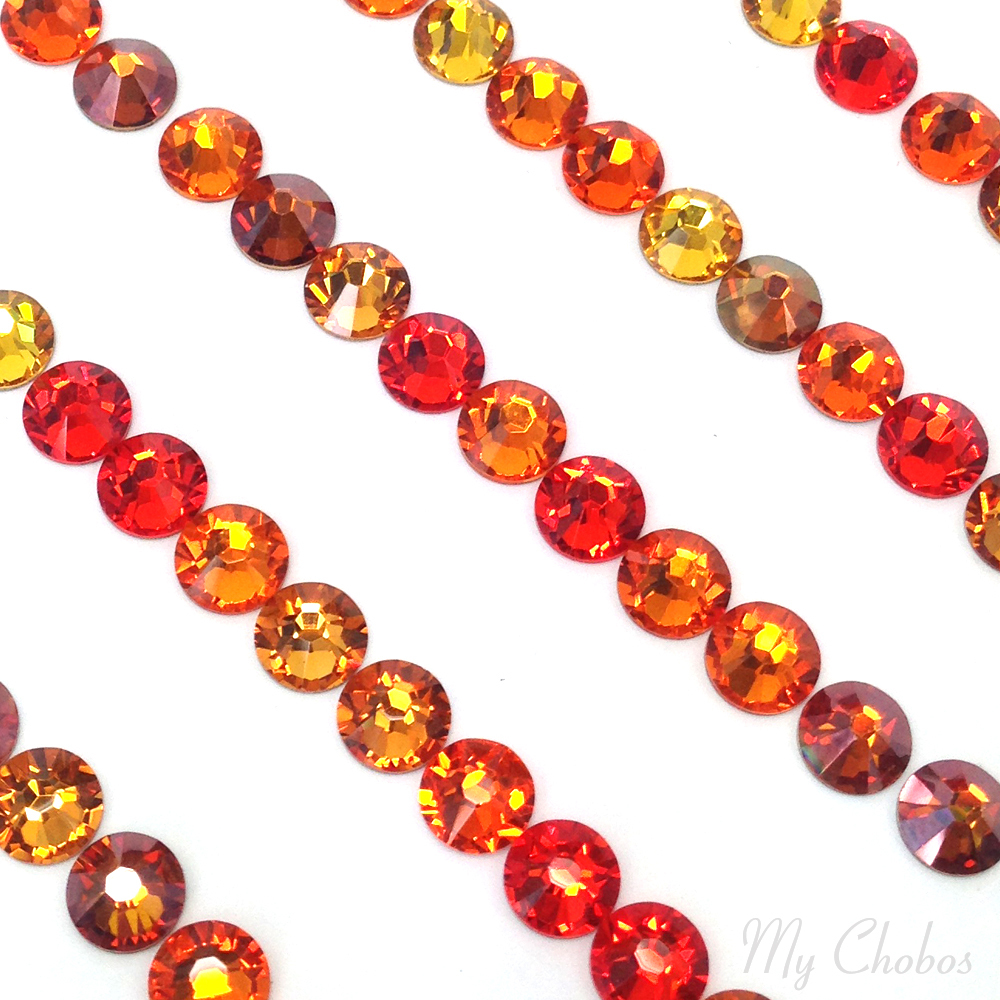 144 Swarovski 2058/2088 crystal flatbacks rhinestones ORANGE & COPPER Mix