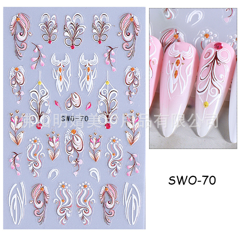 5D Embossed Balloon Star Floral Flowers Heart Nail Art Stickers Decals DIY NS52