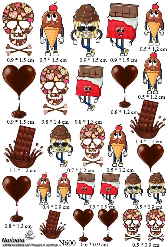 Chocolate Lovers Nail Art Decal Sticker Water Transfer Slider