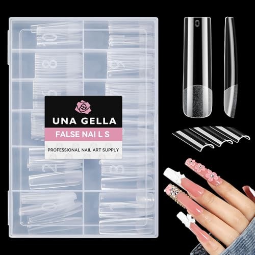 Long Square Gel Nail Tips XXL: Pre shaped Full Cover Gel Tapered Square