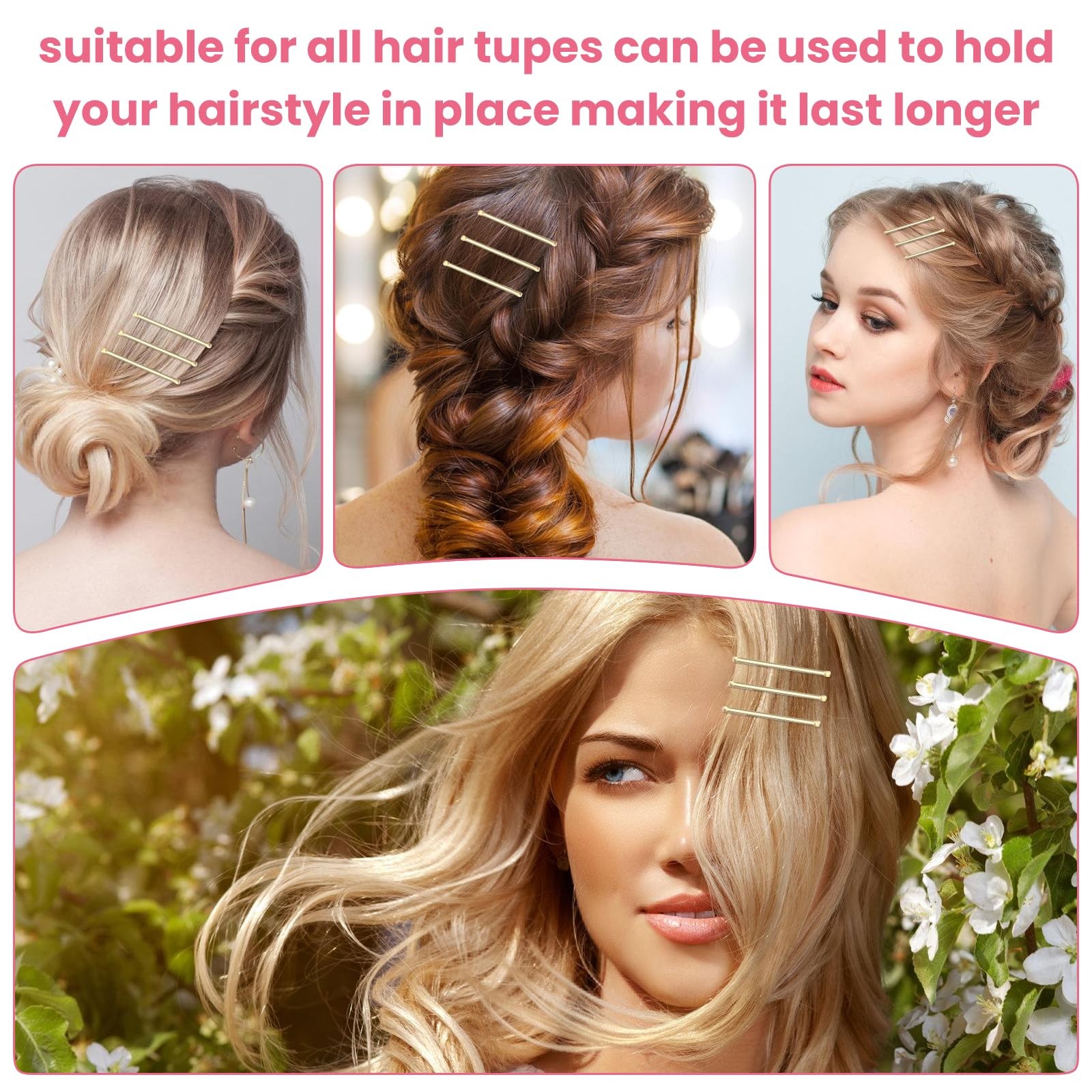 mini bobby pins,50 Count 1.38 inch 50 (Pack of 1), Gold Hair Clip-01
