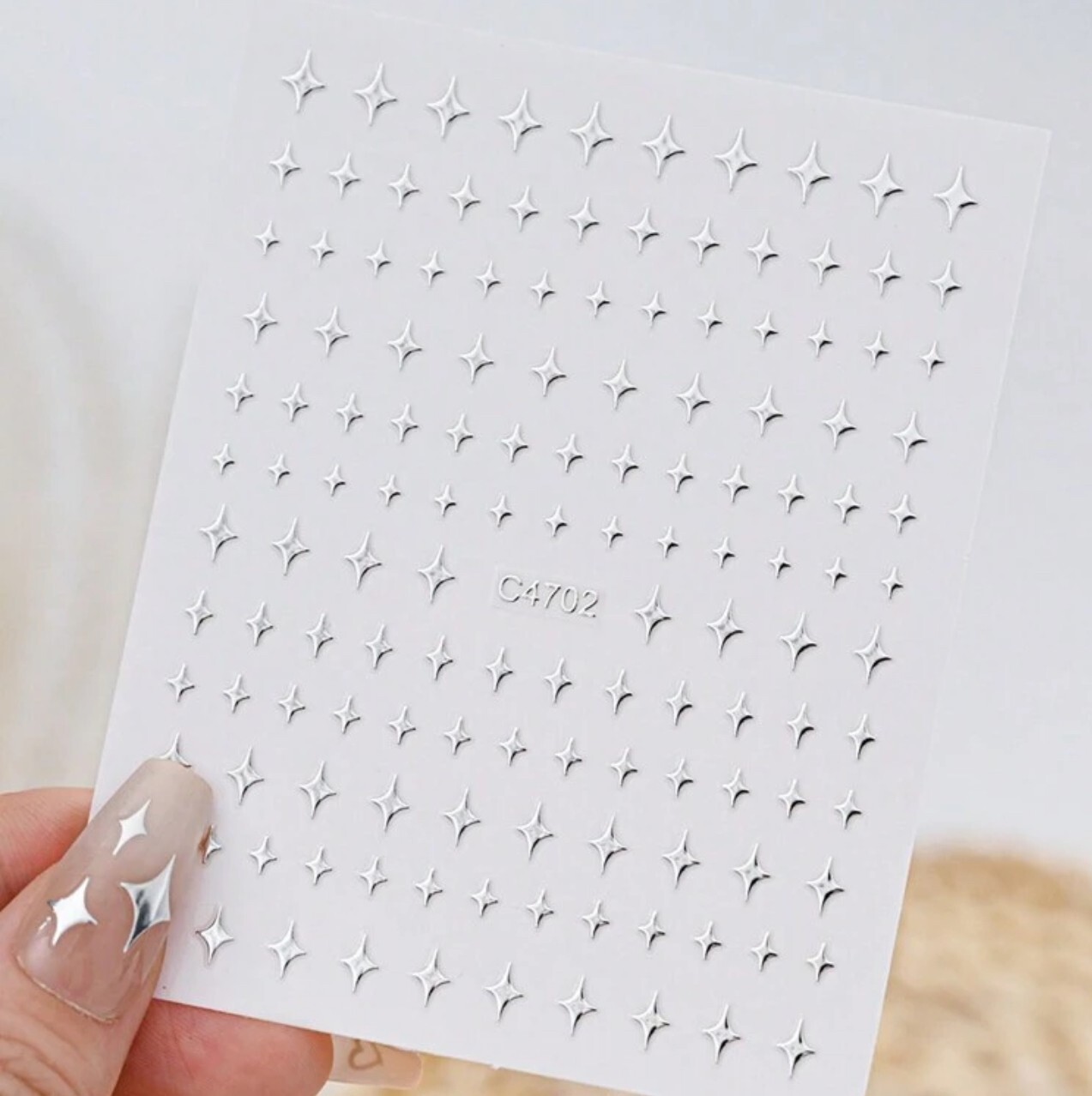 Nail Art Stickers Metallic SILVER Star Moon Heart Cross Christmas Decals