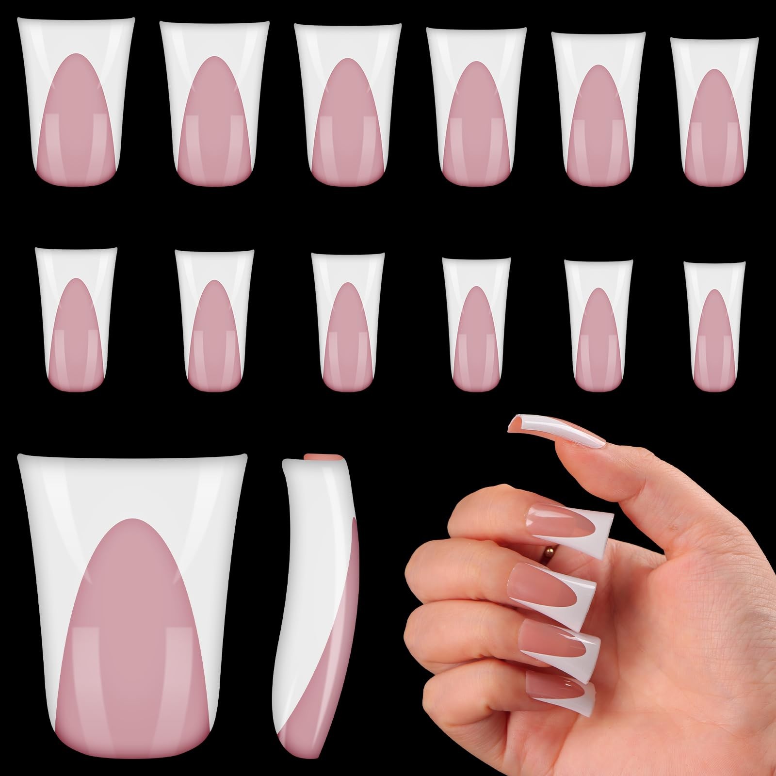 120pcs Duck Nail Tips Short Light Pink French Duck Tips Full Cover Fan Flare …