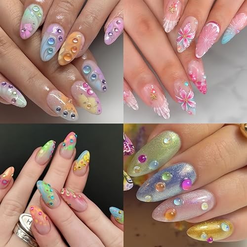 1440PCS 3D Aurora Bubble Beads Nail Charms Mixed Size Bubble Beads Nail Style02