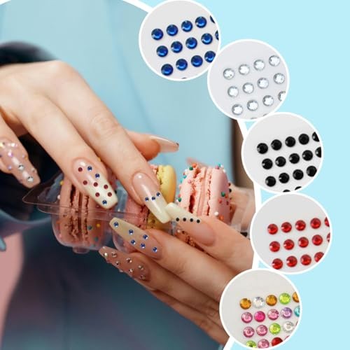 4 Sheets Self Adhesive Pearl Stickers, Self 4 Sizes Bling Rhinestone Red