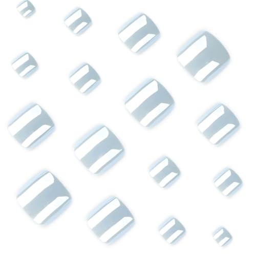 TOE-19 Blue Chrome Toe Nails – Short Square Square Toe Nails – Press ons