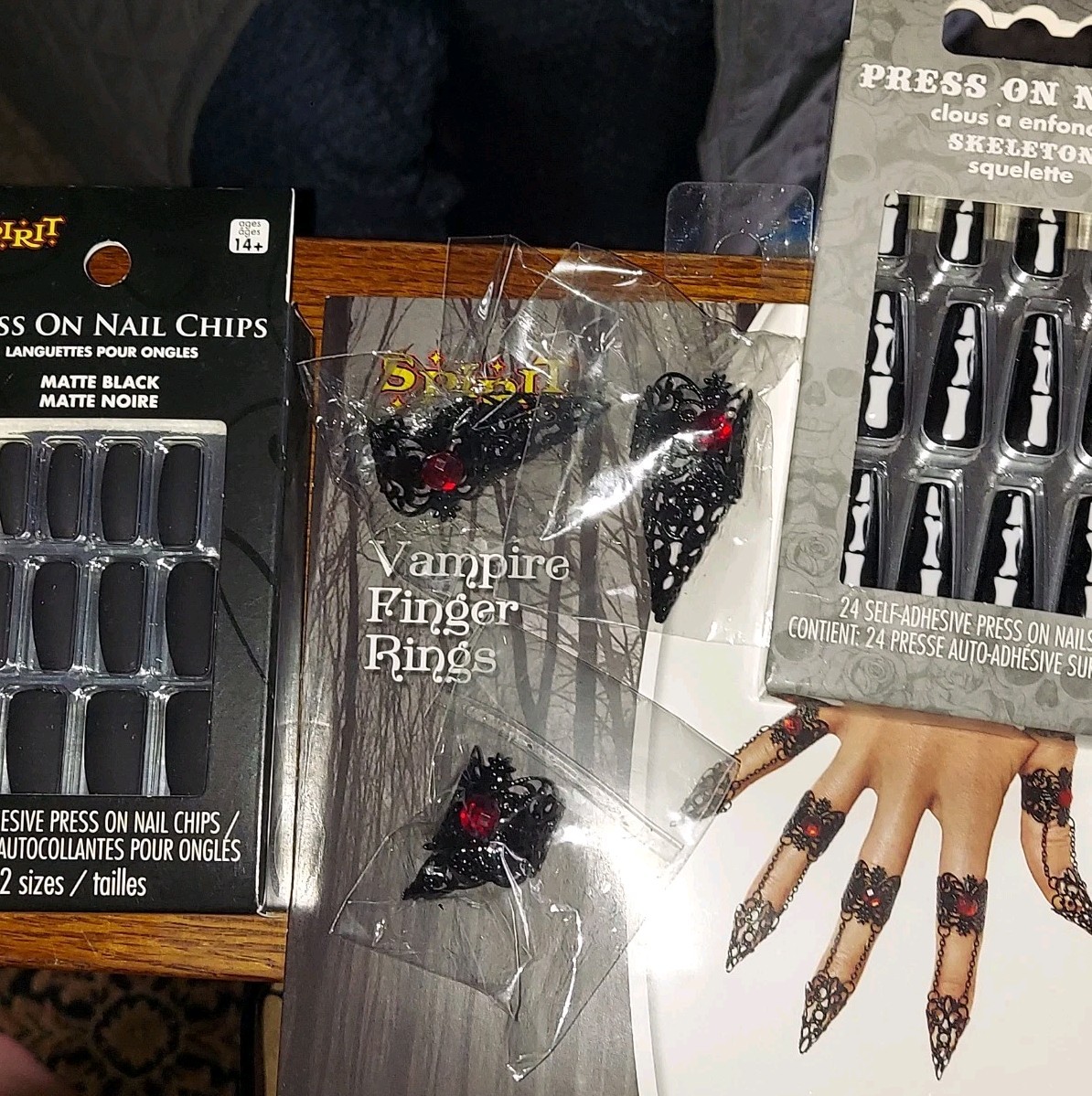 Vampire Rings 2 Packs Of Press On Nails black Skeleton Lot