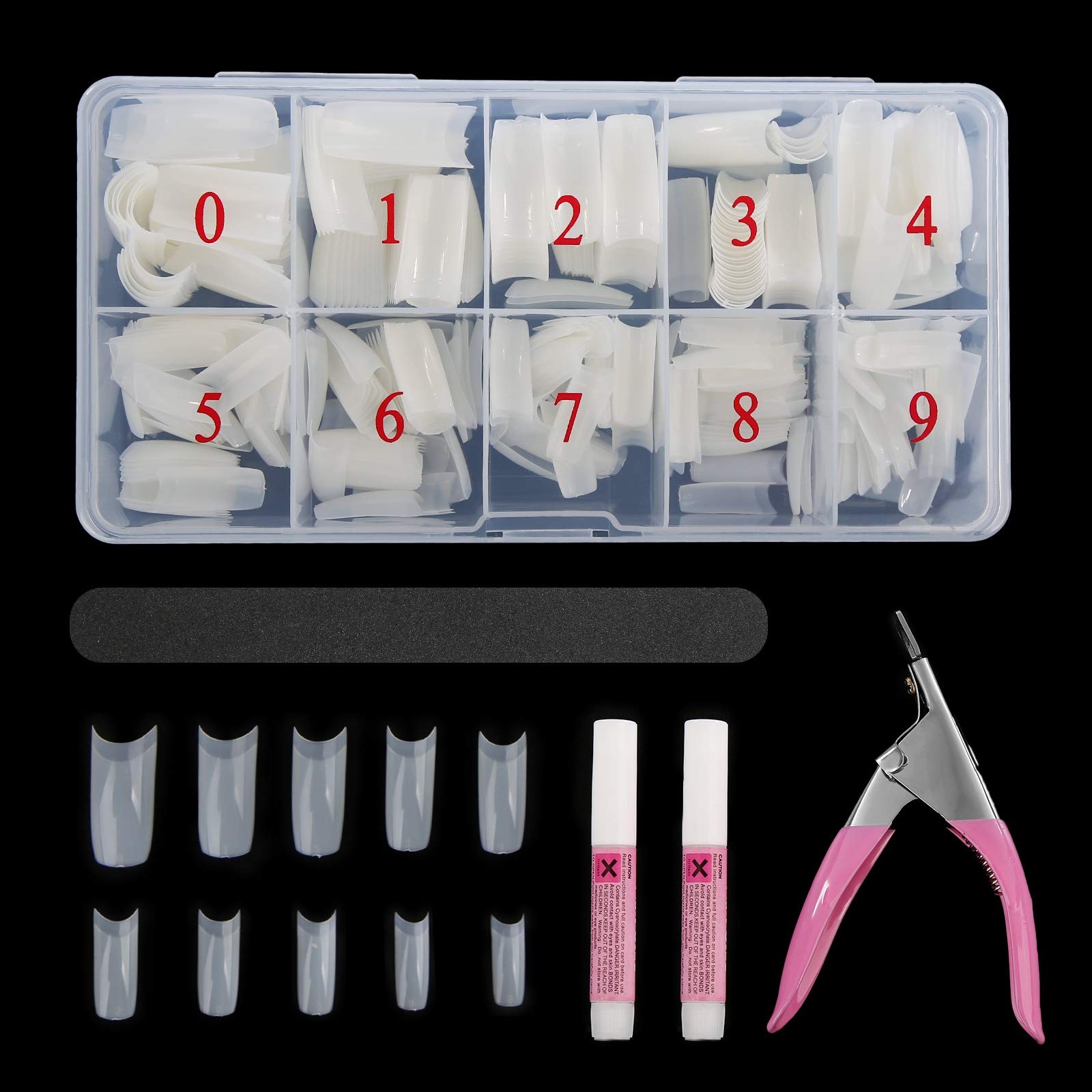 Acrylic Natural Nail Tips Kit 500 Pcs French Tip Nails Set Square Half Cover …