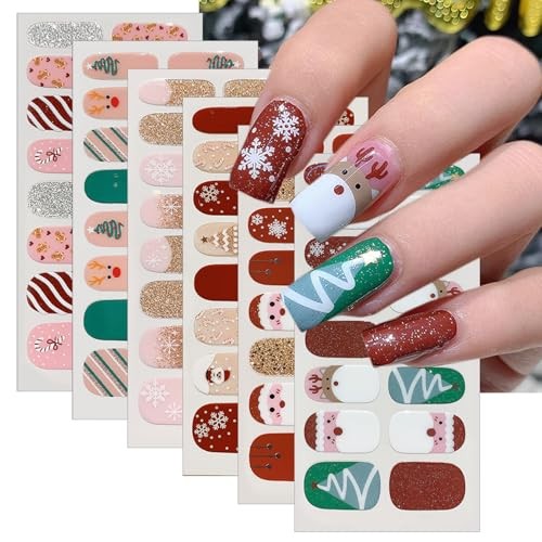6 Sheets Christmas Nail Art Stickers Winter Cute Elk Snowflake Xmas Tree-2