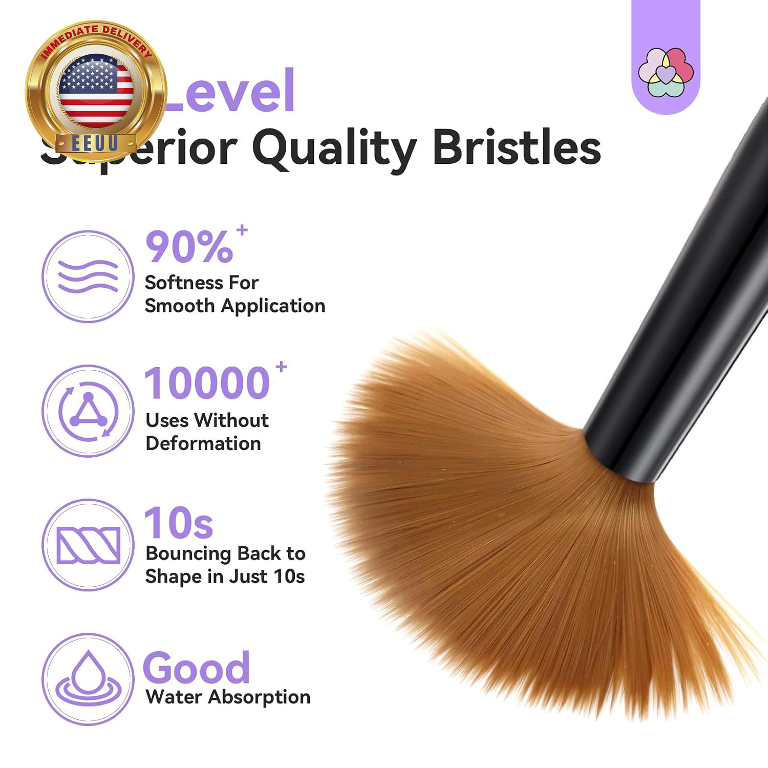 3Pcs Acrylic Nail Brush Set, Size 8/10/14 Kolinsky Acrylic Nail Brushes for Acry