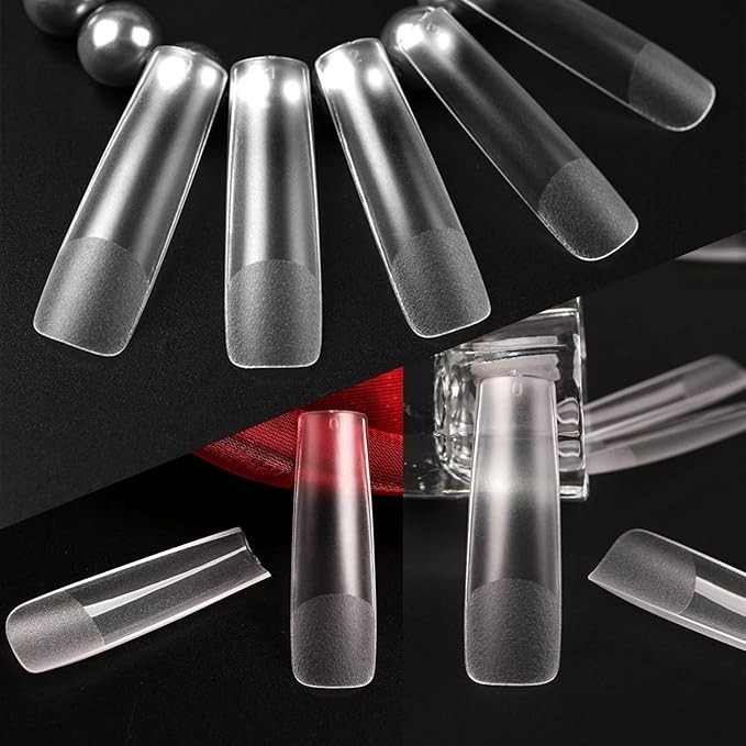 UNA GELLA 120pcs XXL Full Square Gel Tips – Clear, Matte Straight