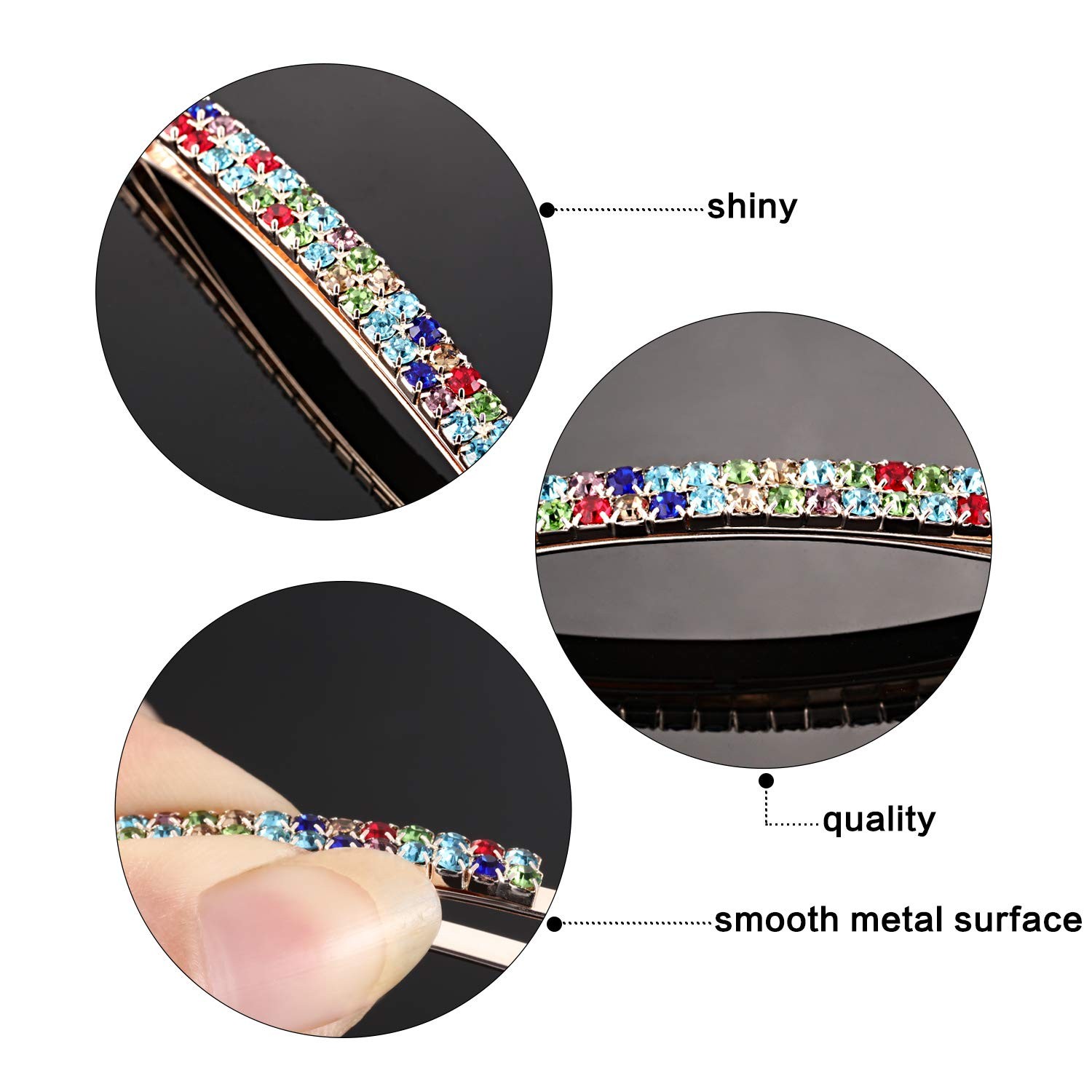 Yaomiao 16 Pieces Rhinestone Bobby Pins 16 Count (Pack of 1), Multi Color