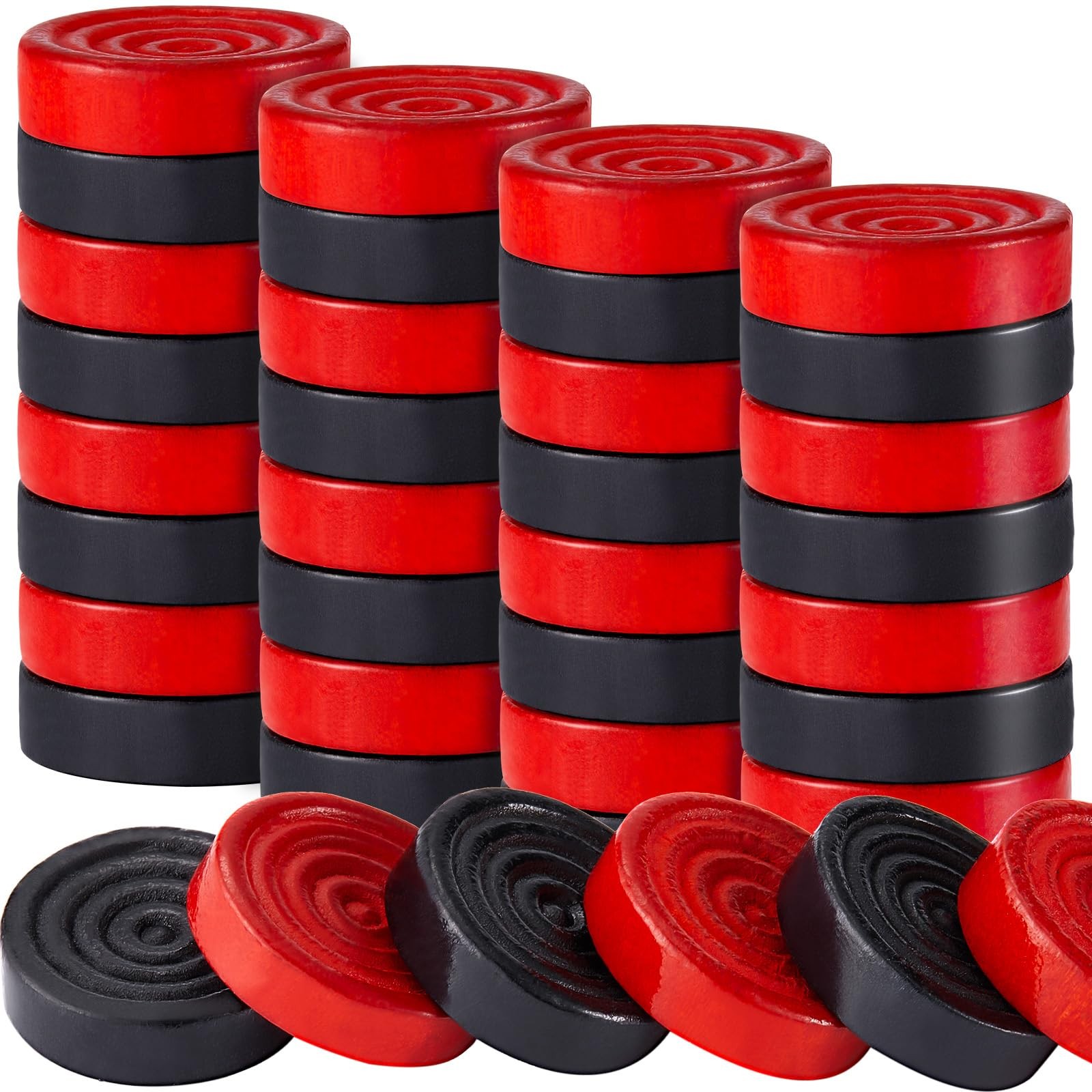 Sumind 48 Pcs Wooden Checkers Pieces 1.06 inches in diameter, Red, Black