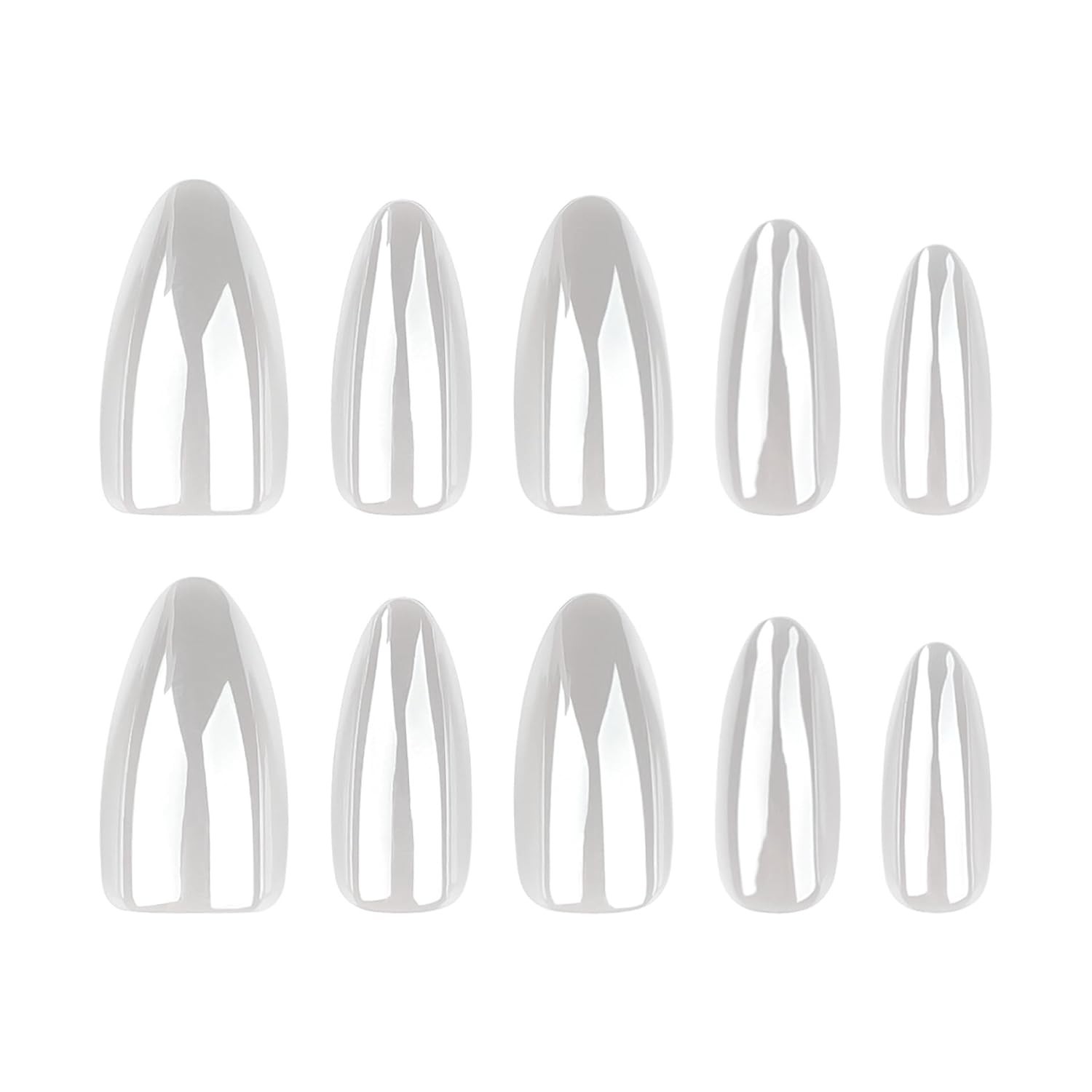 Glamorous 24 Pcs Chrome White Almond Nails – Safe Acrylic Full Cover Design