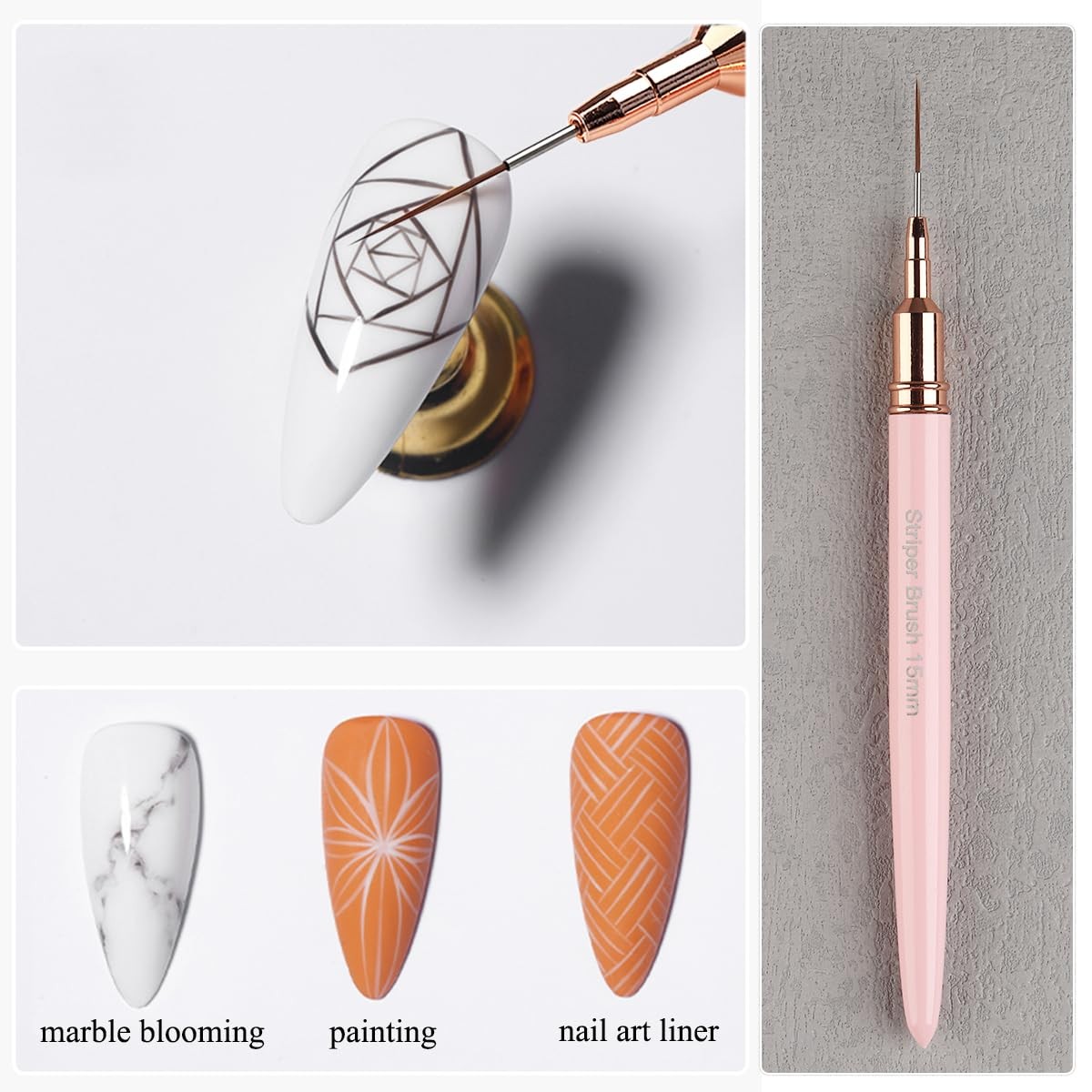 Fcozpjk Nail Art Liner Brushes, 5Pcs Nail Art Liner Brush Set, Nail Gel Polis…