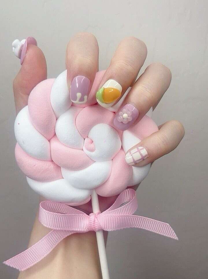Press on nails cute bunny short (#034) Nail Art Manicure