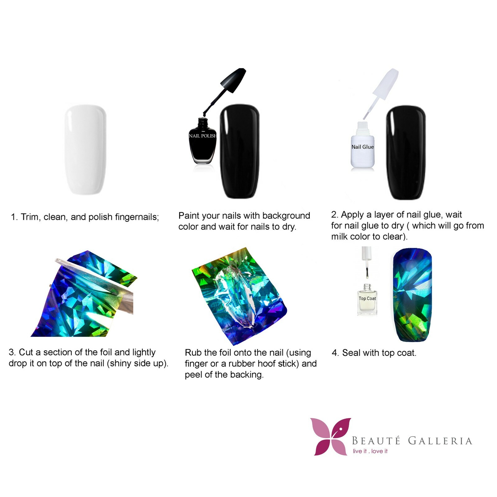 50pcs Nail Foil Transfer Stickers Laser Galaxy Starry Sky Nail Art Decorations