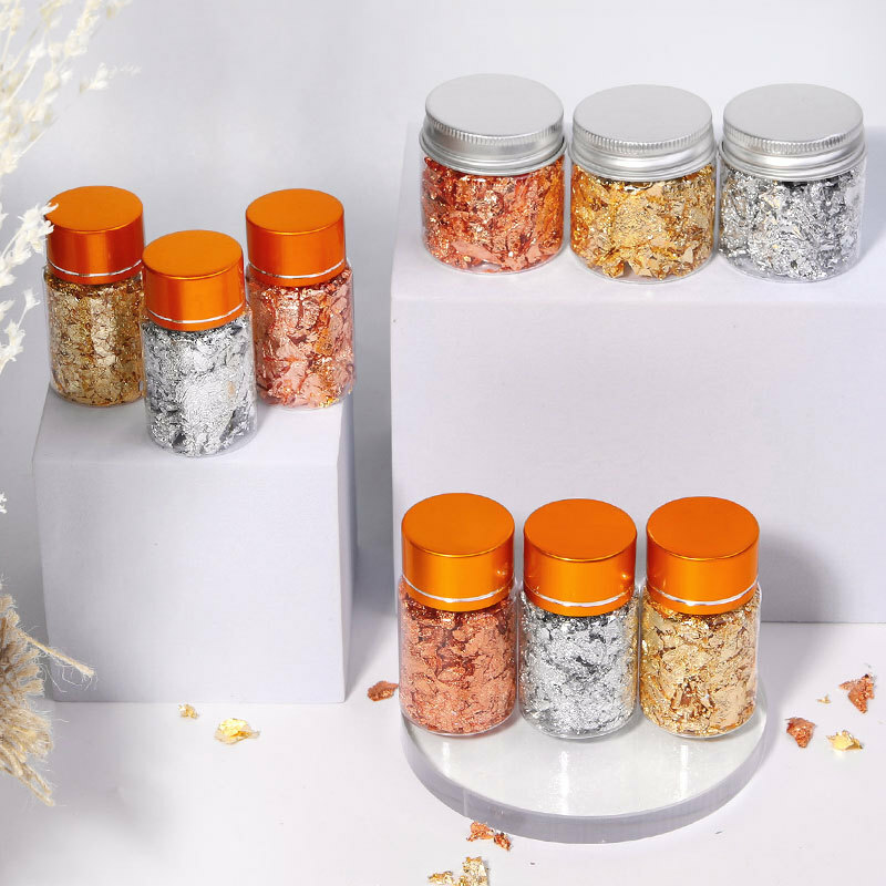 3 Colors Foil Flakes Nail Art Decor Set Gold Silver Gilding DIY Craft 3g/5g/10g