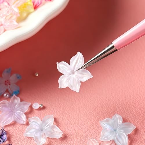 120Pcs Nails Charms 3D Colorful Flowers Nail Rhinestones Hibiscus Summer Flower