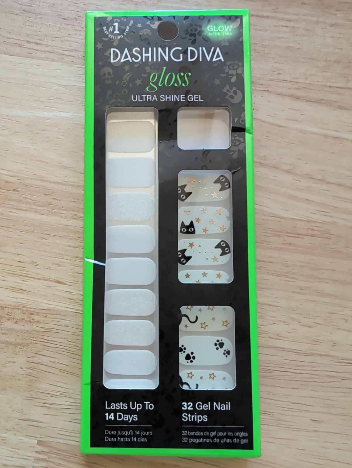 Dashing Diva Gloss Ultra Shine Gel Strips # Glow in The Dark , Kitty Cat, Stars