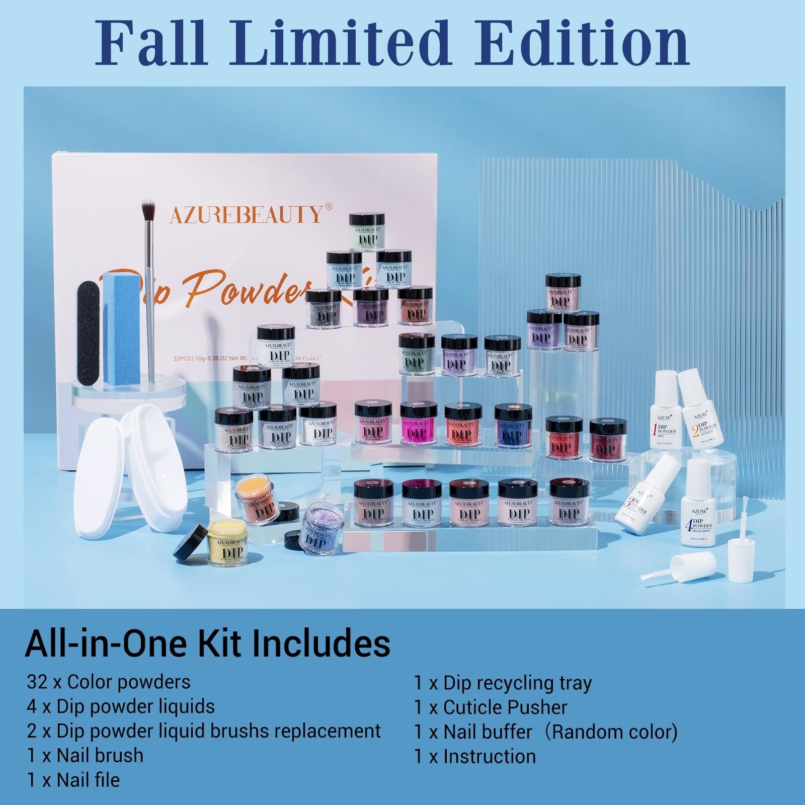 42 Pcs Dip Powder Nail Kit, AZUREBEAUTY All Season Color Series Nail Dipping …