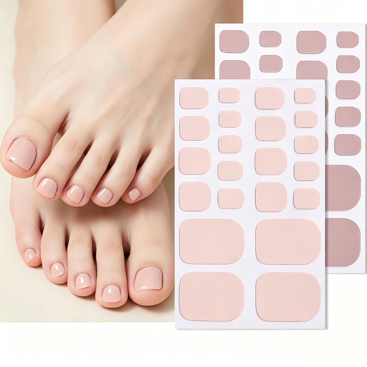 Solid Color Full Nail Wraps Elegant Simple Toe Nail Polish Stickers Nude Pink…