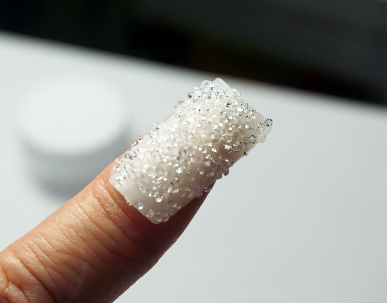CLEAR GLASS PIXIECRYSTALS For BRIDAL NAIL ART CLEAR PREMIUM CRYSTALS IN JAR